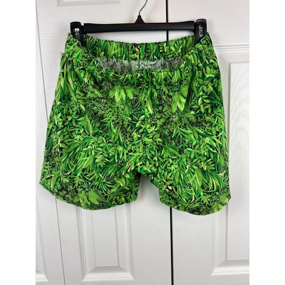 Handmade Green Tropical Pull On Elastic Cotton Shorts Size 6 Small Women's - Picture 3 of 5